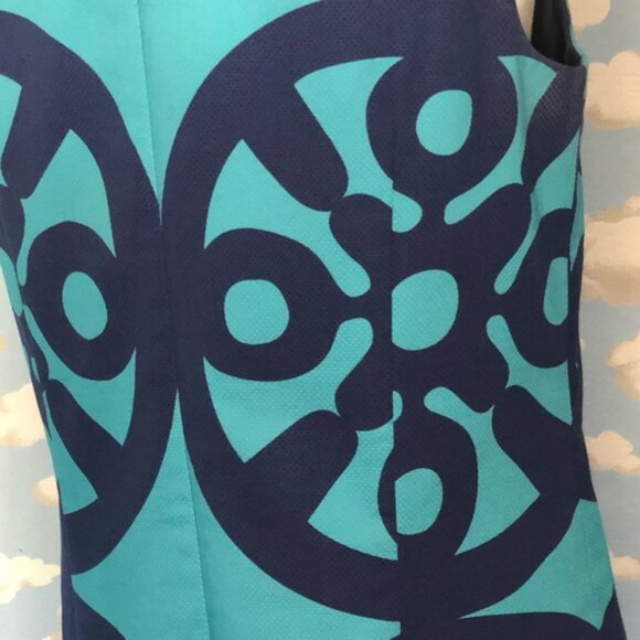 Brooks Brothers Sleeveless Shift Dress Turquoise & Navy Size 10 - Picture 7 of 8